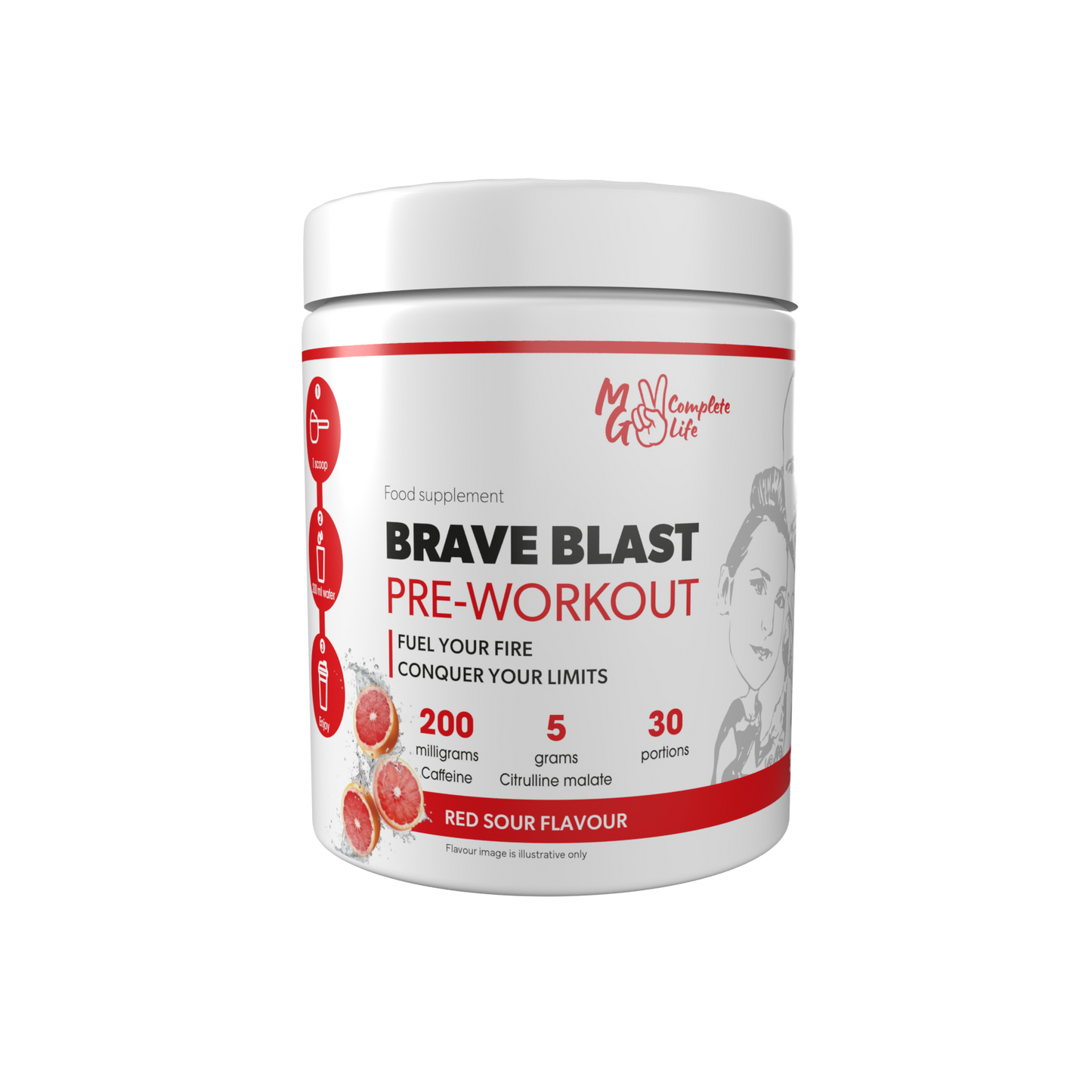 MG Complete Life Brave Blast Pre-Workout 330g Red Sour
